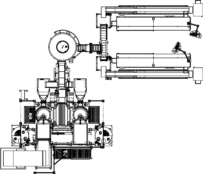 Skizze von oben eines Inspektionssystems für Schüttware Tandem bei Spaleck Oberflächentechnik